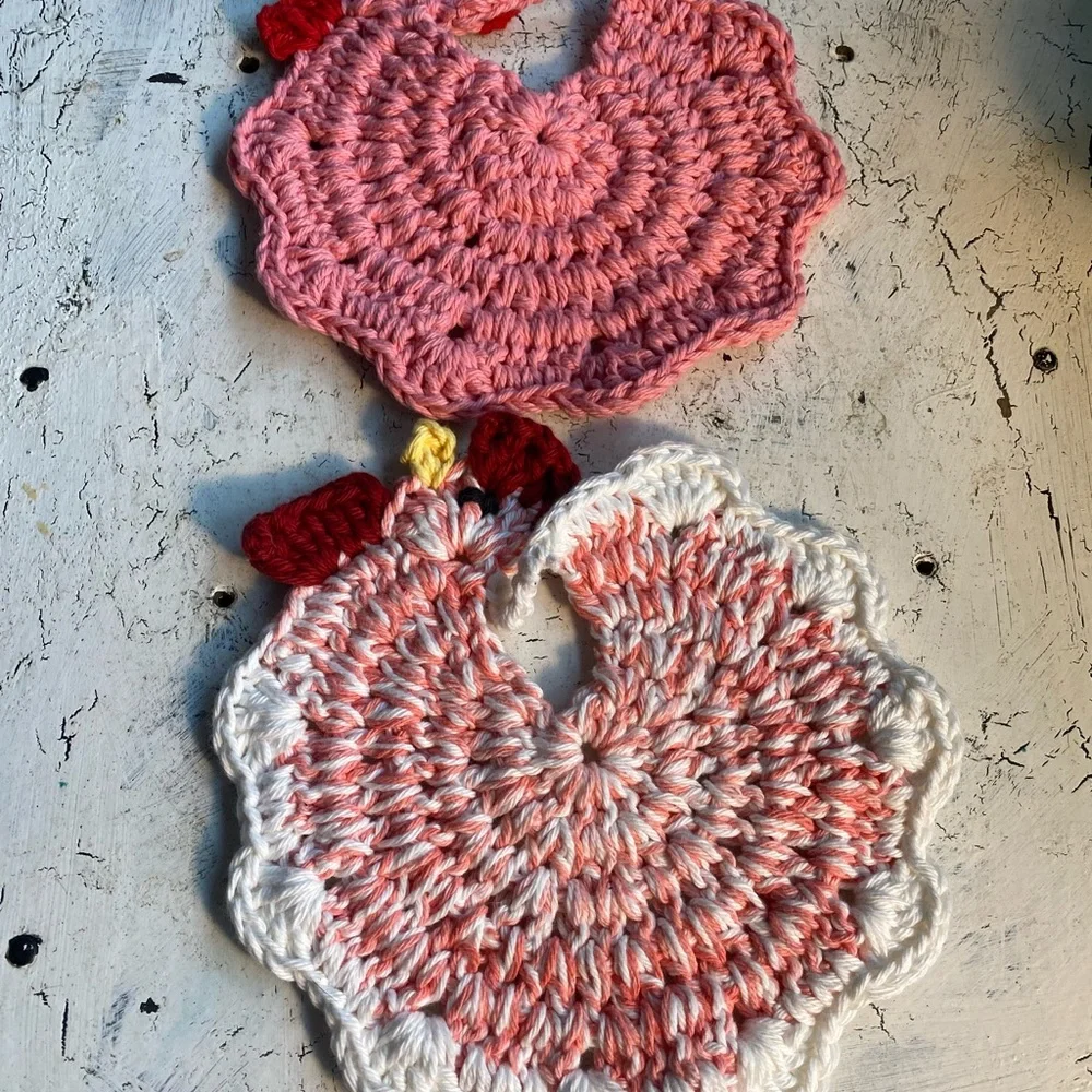 2 Chicken Pot Holders Double Thick Cotton $25